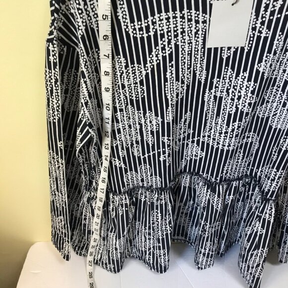 Zara NEW Cotton Striped Floral Peplum Relaxed Top Top Shirt Tunic Boho Ruffles S - Picture 10 of 16